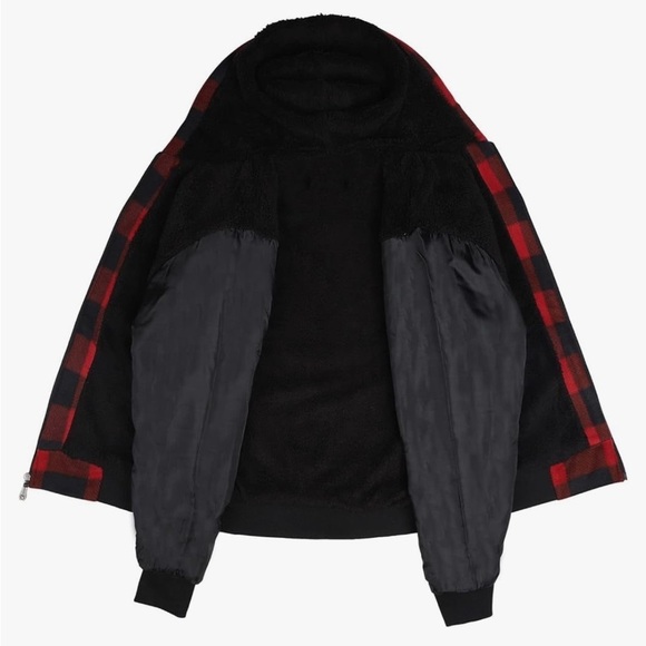 🆕 SPORTSWEAR SHERPA Zip Up Fleece Flannel Sweatshirt Heavy Lined Hooded NWT $90 - Picture 7 of 11